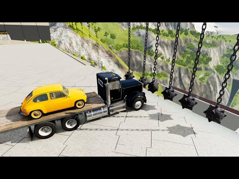 Heavy Vehicle Insane Stairs Jumps Down With Giant Flail (Crash Test) - BeamNG.drive Stairs Jumps