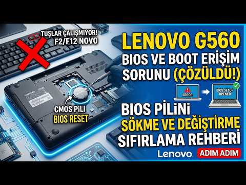 Lenovo G560 F2 / F12 Tuşu Çalışmıyor BIOS ve Boot Menüsüne Giremiyorum Çözümü (BIOS Pili Sıfırlama)