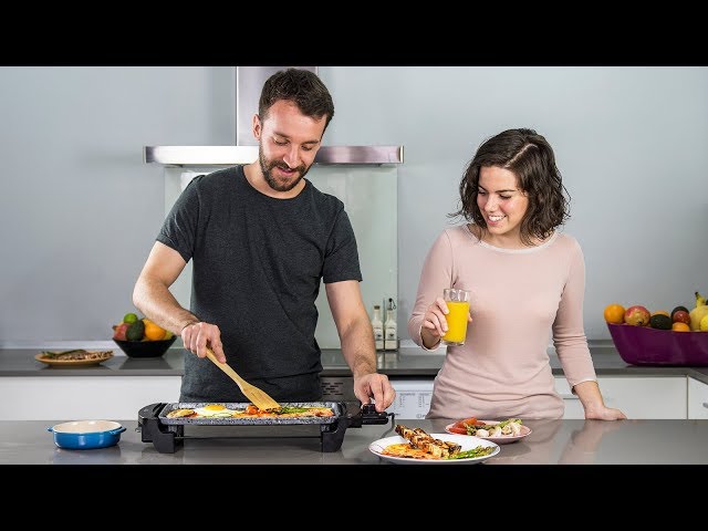 Parrilla elétrica Cecotec Rock&Water 2000 revestimento pedra RockStone 40x20cm 1600W video