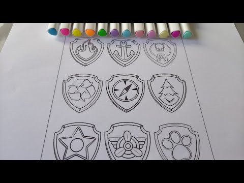 LES 9 BADGES DE PAT'PATROUILLE 🖍️ CHASE , STELLA , MARCUS COLORIAGE FACILE