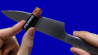 KNIFE like a razor in 3 minutes! Using a BATTERY! Amazing way