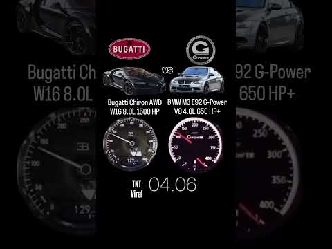 BMW M3 E92 G-Power V8 4.0L 650 HP+ vs Bugatti Chiron AWD W16 8.0L 1500 HP