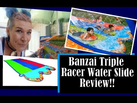 Banzai Triple Racer Water Slide!! Aldi Slip n Slide Review!!