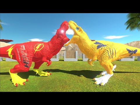 DEATH RUN FLASH TREX vs BUMBLEBEE TREX Animal Revolt Battle Simulator