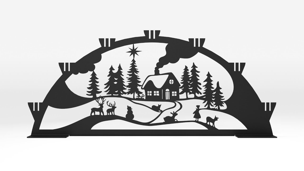 Schwibbogen aus Metall | DSB1230 Winter-Motiv | Schwarz | 60 cm breit | für den Innenbereich Video