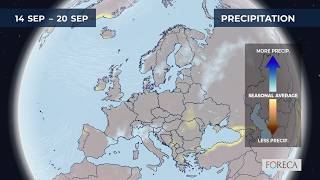 Monthly precipitation forecast for Europe 20/8/2026