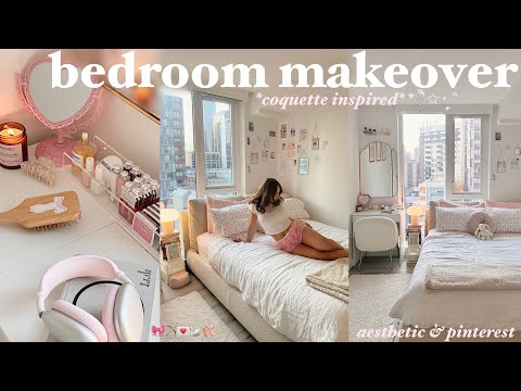 AESTHETIC ROOM MAKEOVER *coquette inspired* 🎀🏹🩰🤍 pinterest/cozy small room tour♡