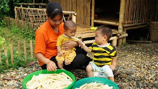 single mother - Takes bamboo shoots to sell at the market, Cooks, Takes care of children