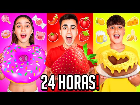 SOBREVIVIENDO 24 HORAS COMIEDO SOLO DE UN COLOR…*Competicion Epica!*