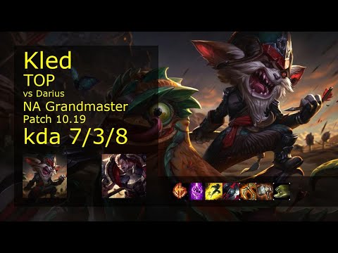 Kled Top vs Darius - NA Grandmaster 7/3/8 Patch 10.19 Gameplay