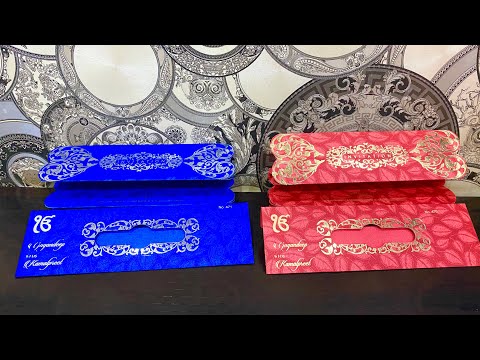 Farman Wedding Card Design Red Colour & Blue Colour | scroll wedding invitations Cards