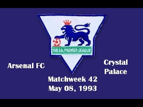 FA Premier League. Season 1992-1993. Matchweek 42. Arsenal FC - Crystal Palace - 3:0. Highlights.
