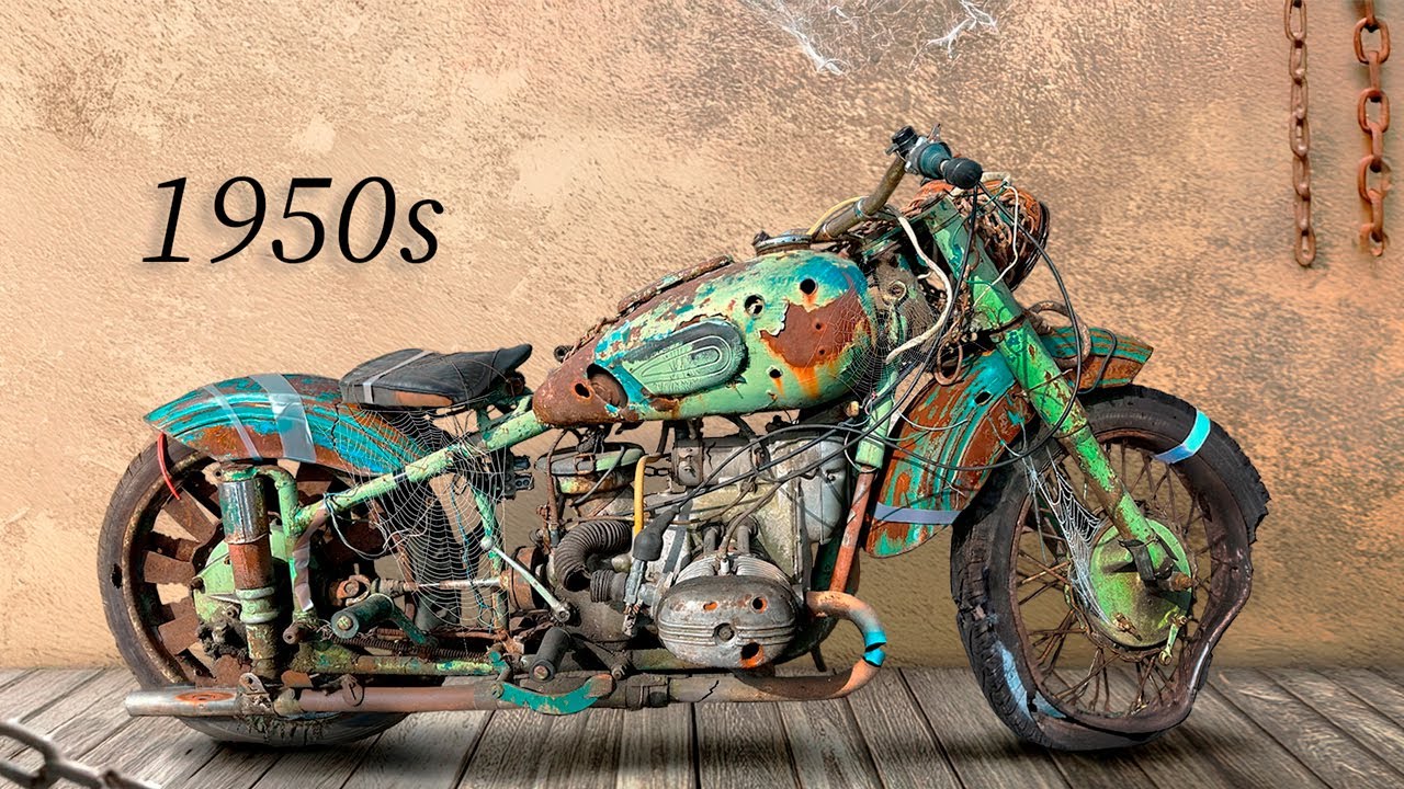 Restoration Heavy Abandoned Chopper from 1950s | Rusty Huge Old 750cc Motorcycle Repairing