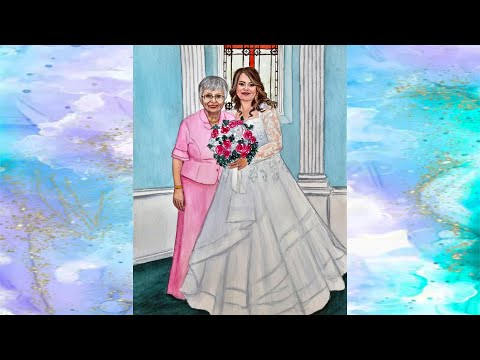 Watercolor Time-Lapse: Bride and Grandmother Custom Portrait 8x10 inches