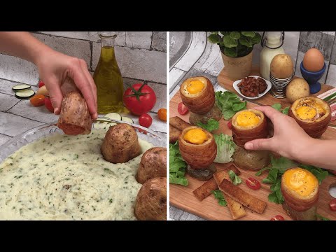 The Honorable Potato 🥔 Meatball Pie 🍖 Meatball-Stuffed Potatoes 🍅 Baked Egg Cups 🍳