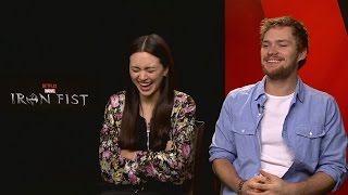 IRON FIST: Finn Jones & Jessica Henwick talk feet and earlobes?! video
