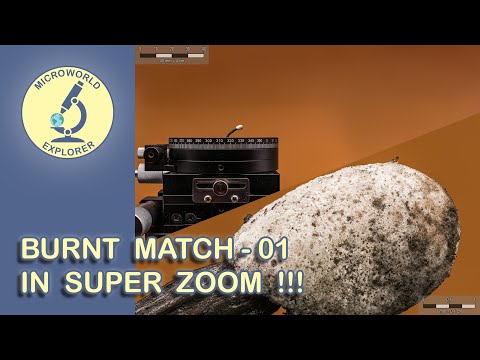 Burnt Match under the Microscope. Unseen World in SUPER ZOOM!