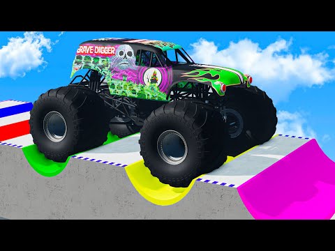 Monster Trucks vs Reverse Speed Bumps - BeamNG Monster Truck Crashes