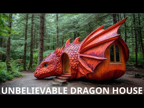 Dragon-Shaped Wooden House Design in the Forest | Fairy Tale Tiny Home Concept
