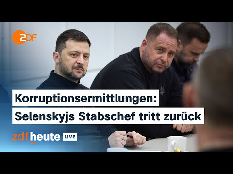 Nach Korruptionsvorwürfen: Staabschef Jermak tritt zurück – Folgen für Selenskyj? | ZDFheute live