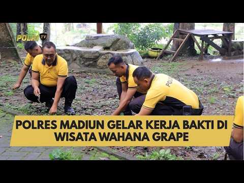 POLRES MADIUN GELAR KERJA BAKTI DI WISATA WAHANA GRAPE