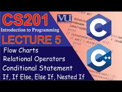 CS201 Short Lecture 5 | Flow charts, Relational Operators, If, If Else, Else if, Nested If | VU