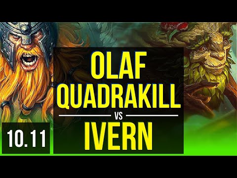 OLAF vs IVERN (JUNGLE) | Quadrakill, KDA 9/1/8 | NA Challenger | v10.11