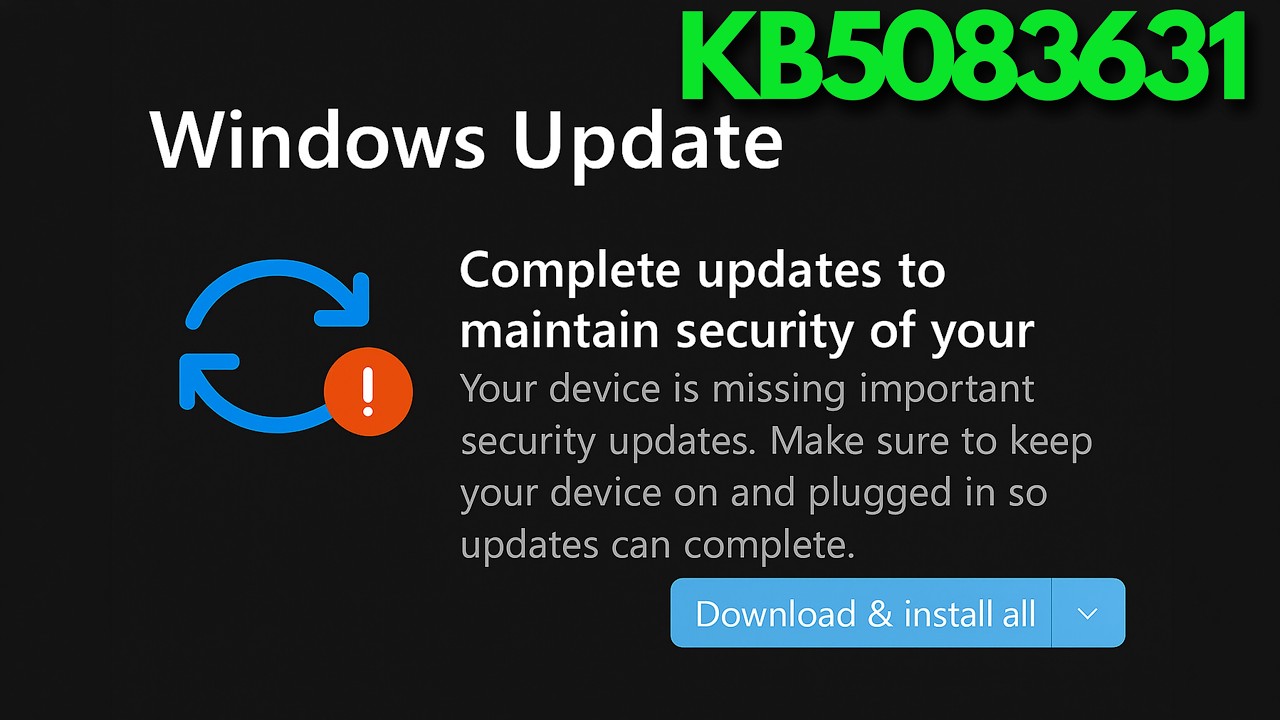 Windows 11 Update KB5083631 Install Error Your Device Is Missing Important Security Updates FIX