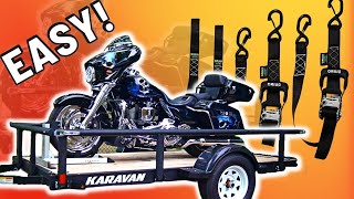 How To EASILY Strap Down A Motorcycle Onto A Trailer SAFELY!