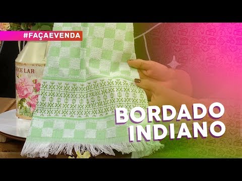 Pano de copa com bordado indiano Day by Day por Valquiria Campanelli