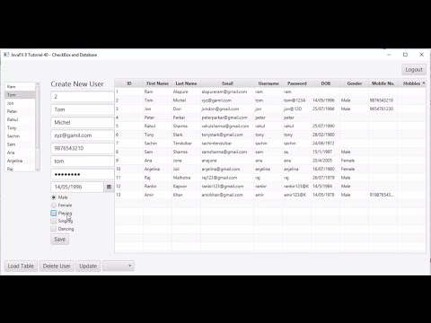 JavaFX 8 Tutorial 40 - CheckBox and Database