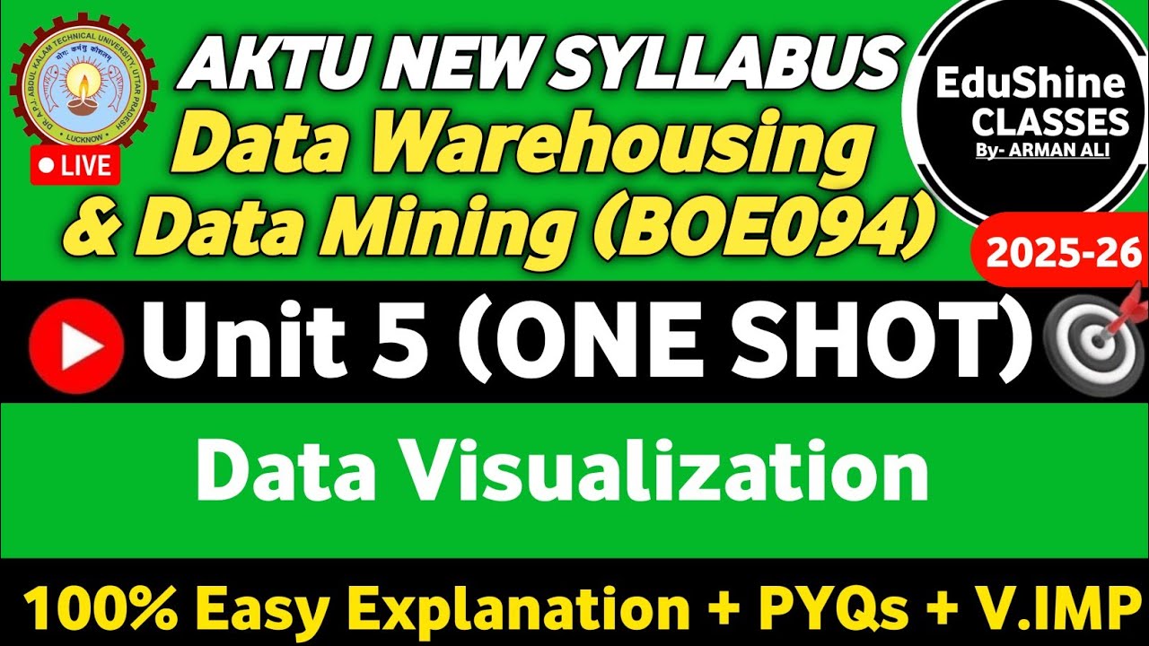 Data Warehousing and Data Mining Unit 5 BOE094 One Shot | DWDM Unit 5 One Shot AKTU BOE094