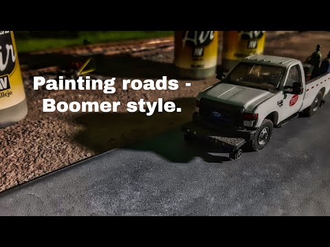 Painting asphalt roads. The Boomer way.
