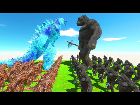 GODZILLA 2014 ICE LAVA KING DEATH RUN - KING KONG - Animal Revolt Battle Simulator