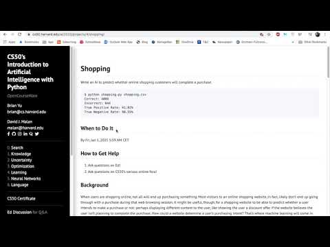 CS50AI - Project 4a 'Shopping' Demonstration