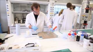 Hand lay-up of glass fibre demonstration