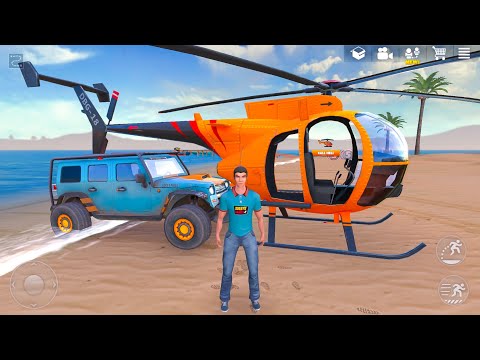 Flying Army Helicopter and 4x4 Offroad Defender Jeep in Frozen Area Simulator - Android Gameplay.