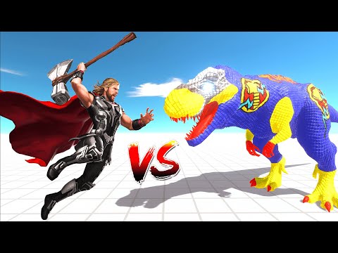 THOR vs THOR T-REX DINOSAUR BATTLE DEATH RUN - Animal Revolt Battle Simulator