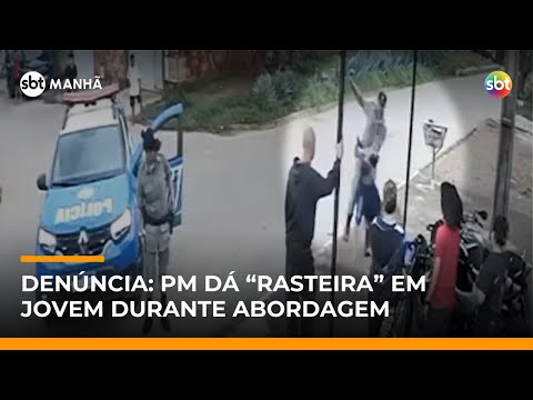 Flagra: PM dá "rasteira" em jovem durante abordagem em Goiás | #SBTManhã