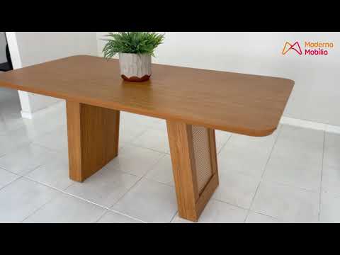 Video thumbnail of Mesa de Jantar Carolina 180cm Tampo Mdf Canto Copo Moderna Mobília