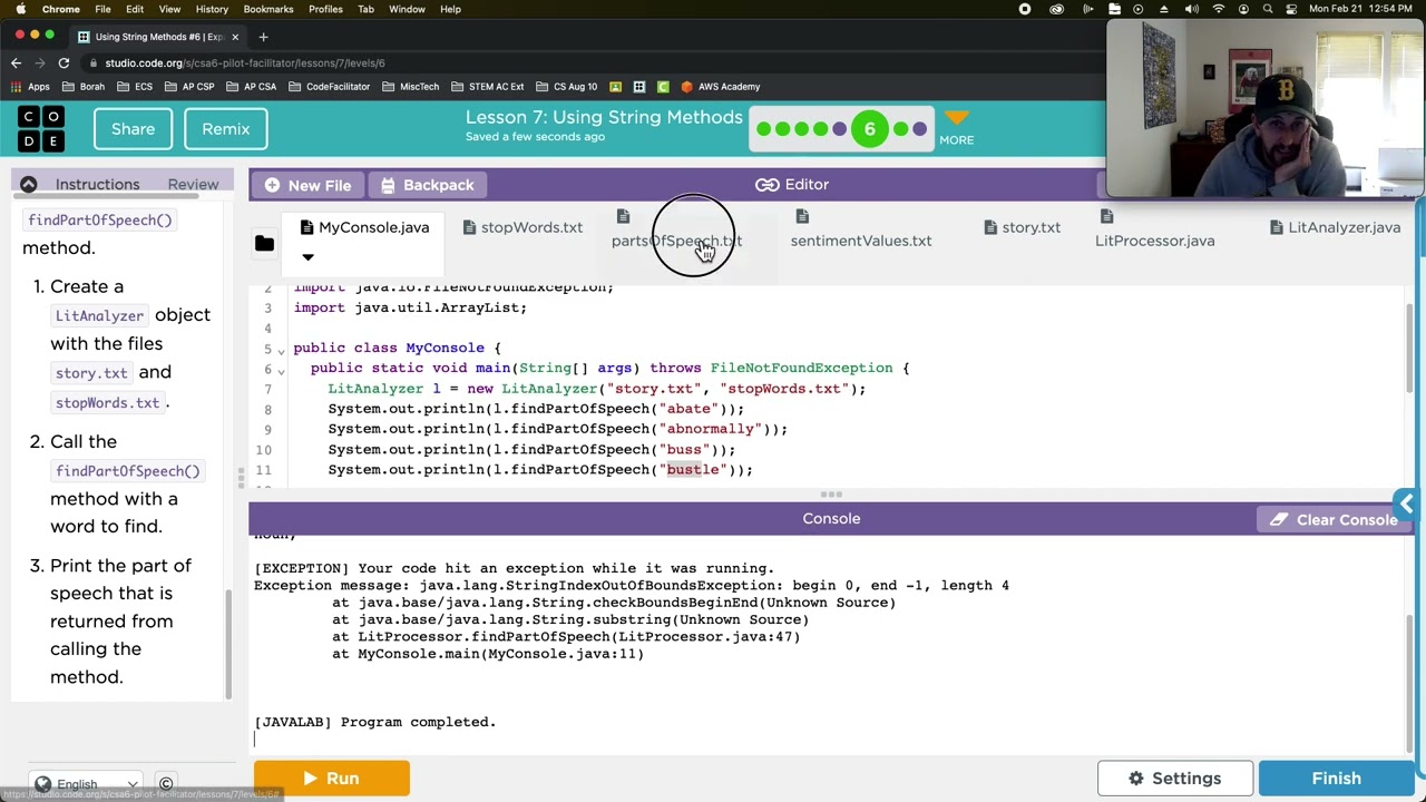 Code.org AP CSA  U6L7 Using String Methods Part 2
