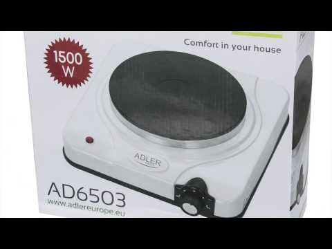 Adler | Laisvai pastatoma stalo kaitlentė | AD 6503 | Degiklių / virimo zonų skaičius 1 | Baltas | Elektrinis video