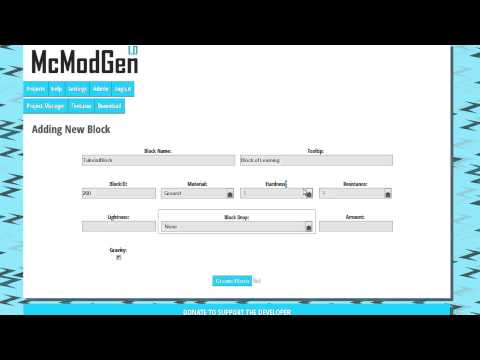 Minecraft 1.8 Modding with McModGen Tutorial - Creating Blocks and Projects