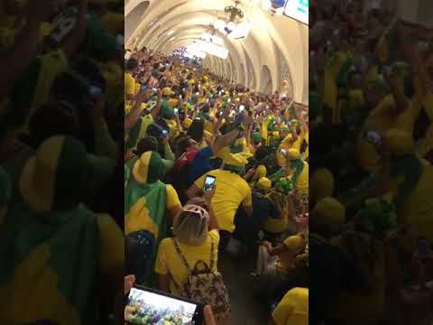 23:02 (11:02pm). Subway in Moscow...Brazil in the 1/8 finals of the World Cup 2018...🙂🙂🙂