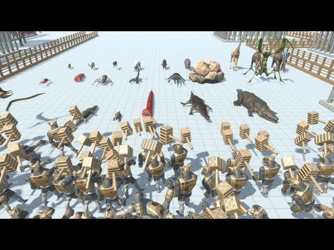 Reptiles and Invertebrates and Modern Mammals Teams vs Ape Army Teams Animal Revolt Battle Simulator