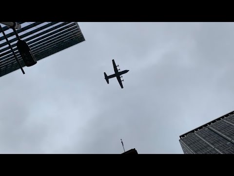 (REMEMBRANCE DAY) RAAF [C-130J] Conducting Flypast | Martin Place, Sydney