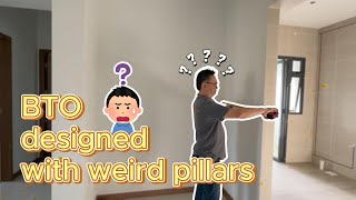 Renovation LIVE On Site | BTO non practical design with weird pillars at Hougang  设计不实用与莫名其妙出现的柱子