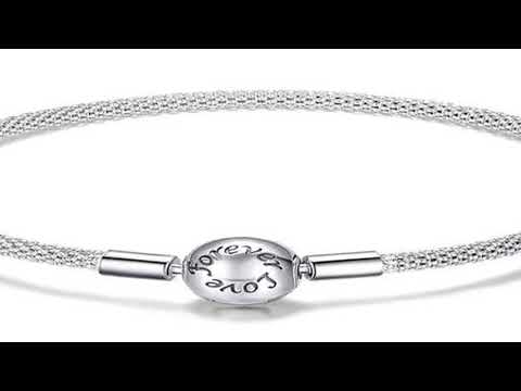 BAMOER 925 Sterling Silver Classic Love Forever Snake Chain Bracelets for Women Charm Bead DIY