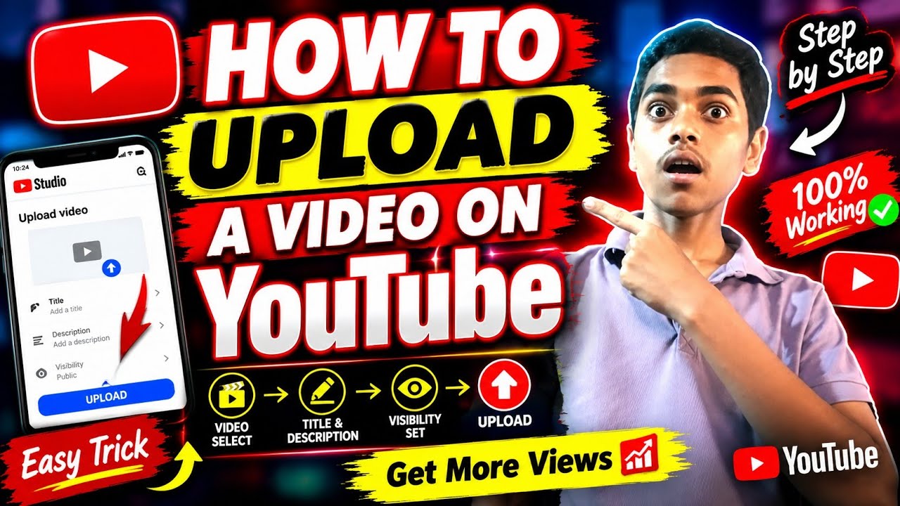 Youtube me video upload kaise karen | How To upload a video on YouTube A  #youtube #viral 
