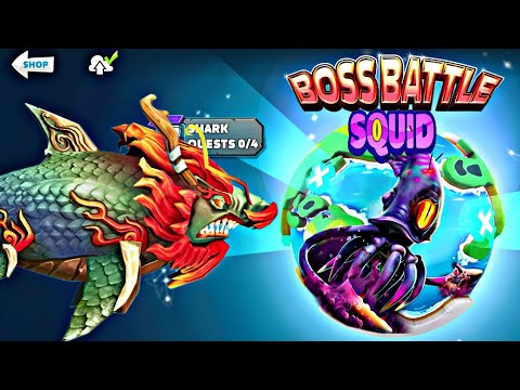 New Giant Colossal Squid Boss | Legendary Great White Shark Vs Colossal Squid Hungry Shark Games